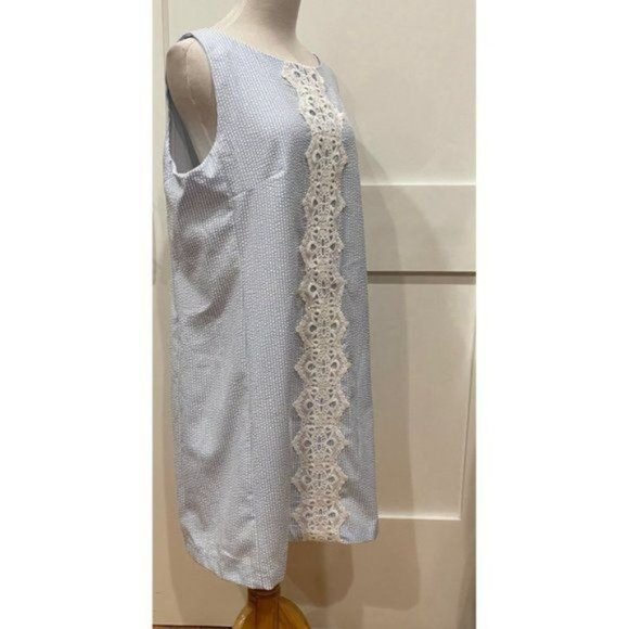Pappagallo Seersucker Lace‎ Front Shift Dress - Size 16 - NWT - Picture 3 of 10